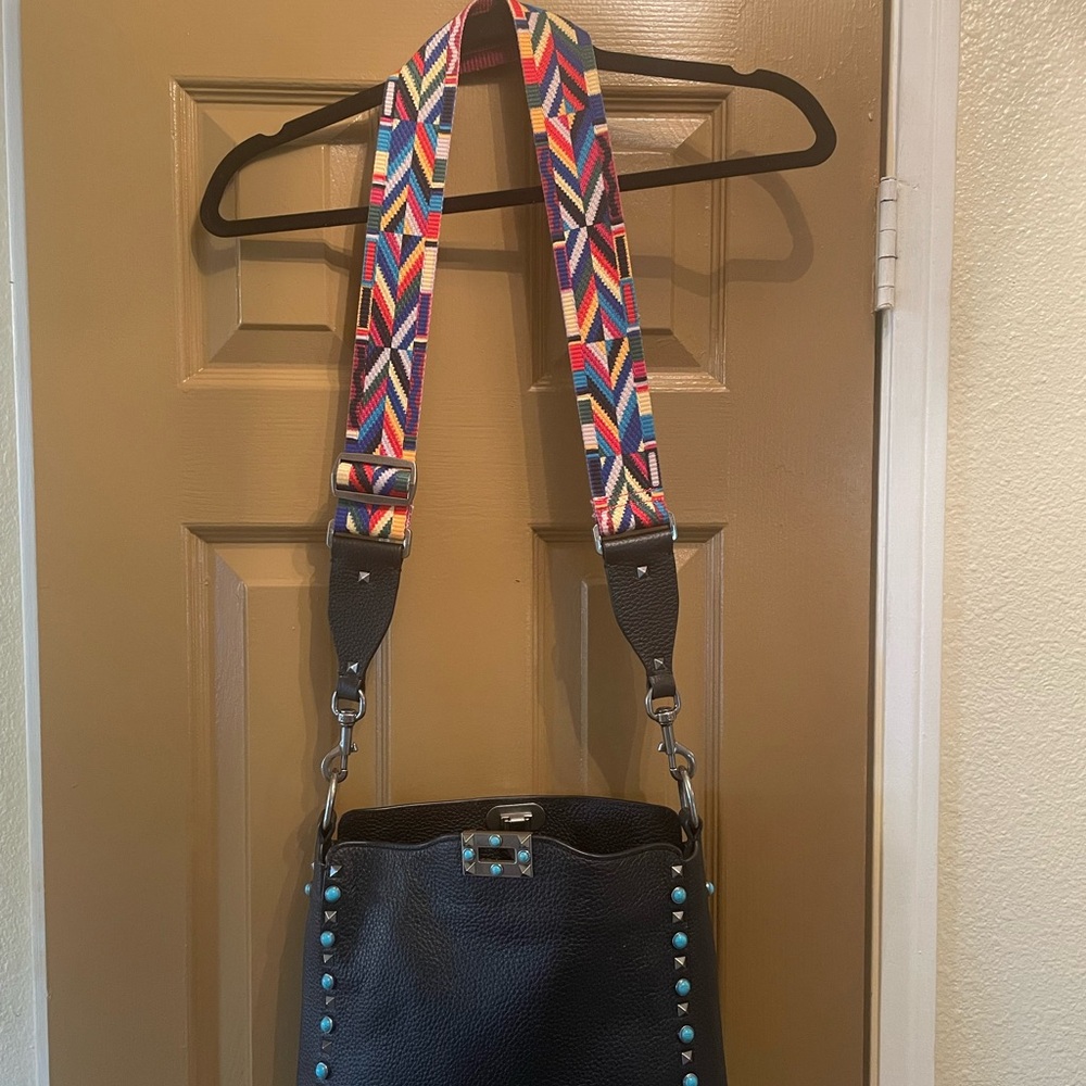 Valentino Garavani Black Bag with Multicolor Strap